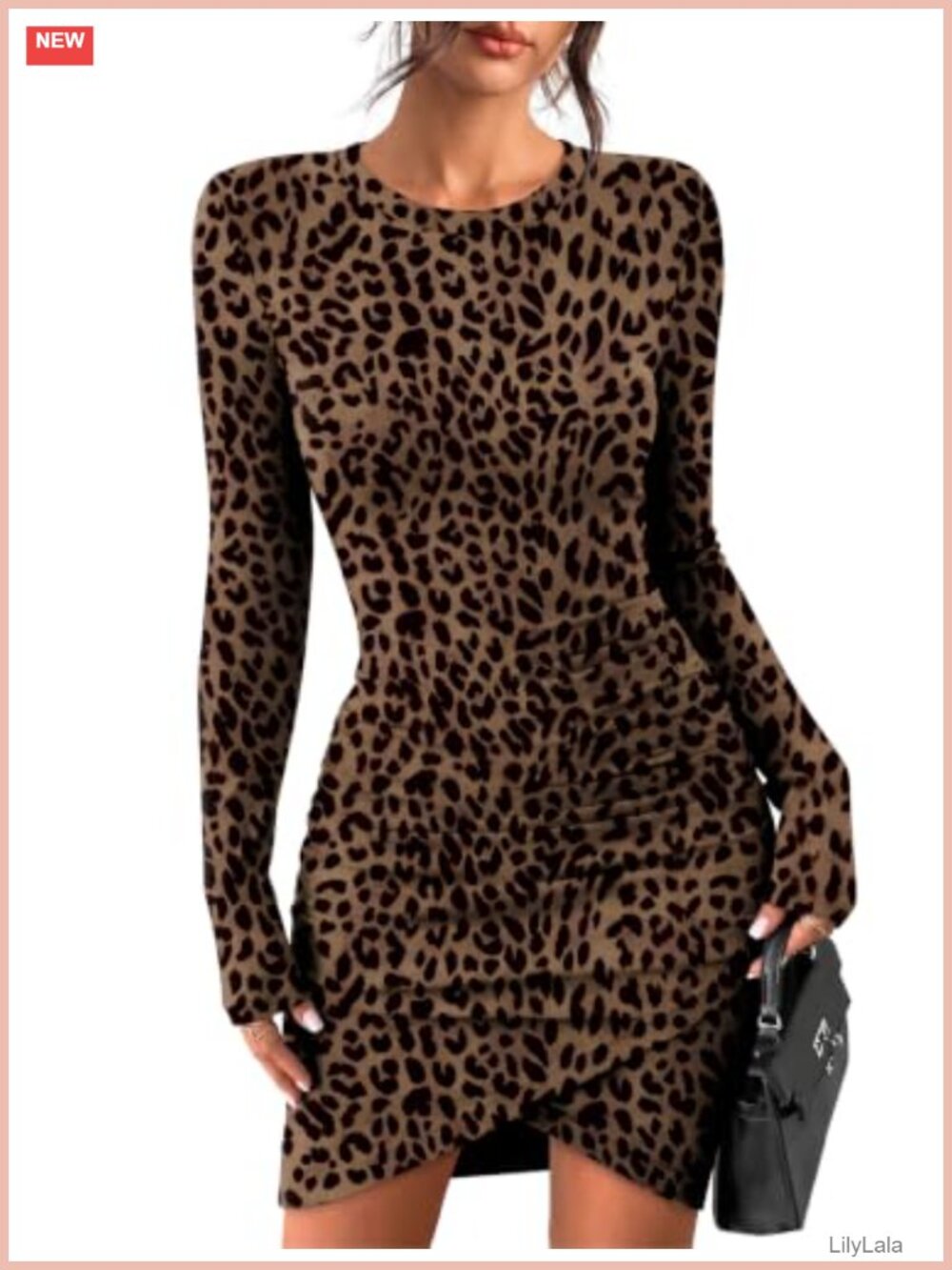 Women's Long Sleeve Bodycon Mini Dress Slim Fit Crew Neck Party Club